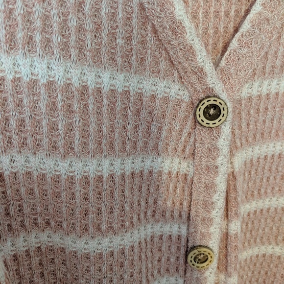 Ruffle Sleeve Waffle Knit Button Up Top - Picture 2 of 3